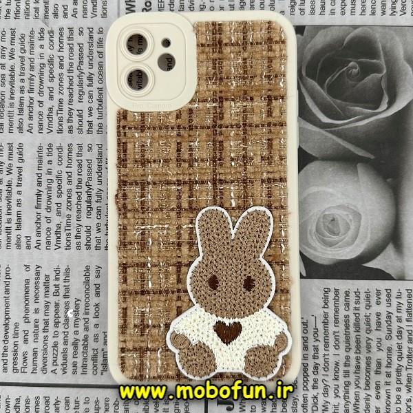 قاب گوشی iPhone 11 آیفون طرح ژله ای پارچه ای خرگوشی نسکافه ای کد 412